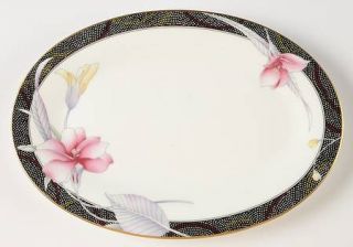 Mikasa Cosmo Butter Tray, Fine China Dinnerware   Bone, Multicolor Floral, Black