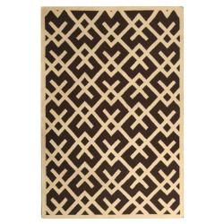 Safavieh Hand woven Moroccan Dhurrie Chocolate/ Ivory Wool Area Rug (9 X 12)