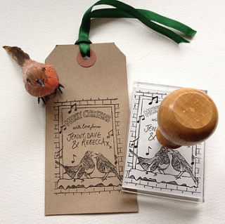 personalised 'robins' christmas stamp by bloomfield & rolfe