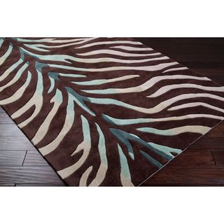 Hand tufted Brown/Blue Zebra Animal Print Retro Chic Rug (5' x 8') 5x8   6x9 Rugs