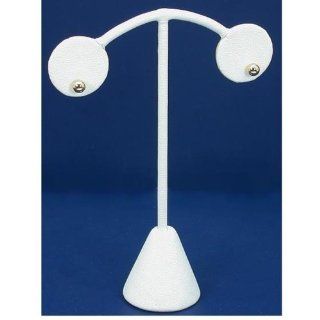 White Leather Earring Display Stand Jewelry Case 4.5"   Jewelry Towers