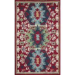 Hand hooked Rancho Red Rug (23 X 39)