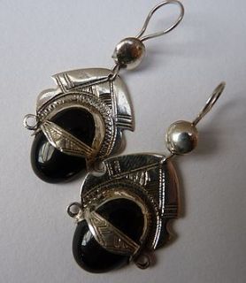 black agate and sterling silver earrings by alkina