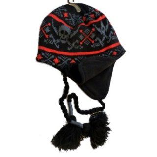 Ben Berger Boys Black Gray & Red Peruvian Style Skeleton Trapper Hat Clothing