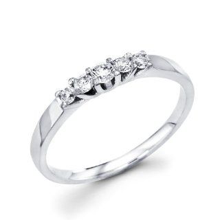 Women's Diamond Wedding Band 14k White Gold Anniversary Ring (1/5 CTW) Jewel Tie Jewelry