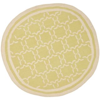 Moroccan Light Green/ivory Dhurrie Wool Geometric Rug (6 Round)