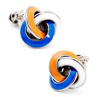 Double Ended Orange, Blue and White Knot Cufflinks Jewelry