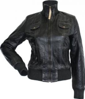 Ladies Leather jacket, fashion lamb Nappa leather, colour black Clothing