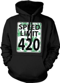 Speed Limit 420 Hooded Sweatshirt, Funny Marijuana Pot Weed Leaves Speed Limit Sign 420 Design Hoodie Clothing