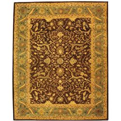 Handmade Antiquities Mahal Brown/ Blue Wool Rug (6 X 9)