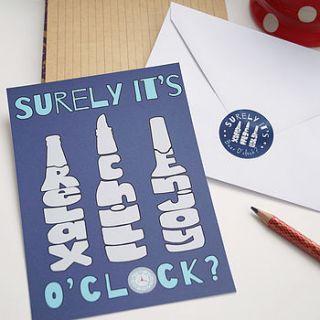 beer o'clock oversized postcard and sticker by name art