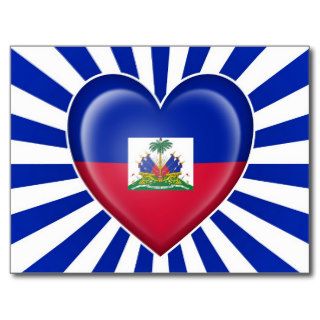 Haitian Heart Flag with Sun Rays Postcard