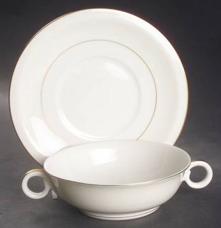 Haviland Gramercy Footed Cream Soup Bowl & Saucer Set, Fine China Dinnerware   N