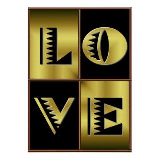 Black and Gold Pop Art Love Poster
