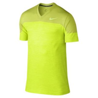 Nike Dri FIT Knit V Neck Mens Training Shirt   Volt