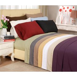 Home City Inc. Microfiber Solid Plain 100 percent Wrinkle free Sheet Set Red Size Twin