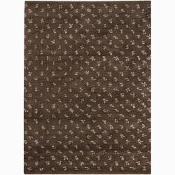 Handwoven Brown/taupe Mandara New Zealand Wool Rug (26 X 76)