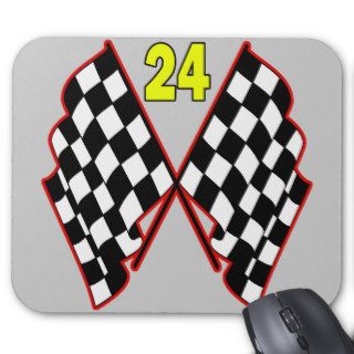 Number 24 and Checkered Flags Mouse Pad