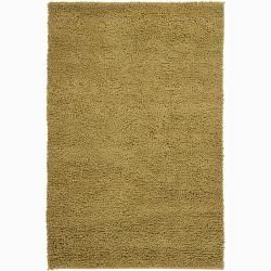 Handwoven Gold Mandara New Zealand Wool Shag Rug (26 X 76)