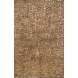 Hand tufted Contemporary Beige Tolling New Zealand Wool Abstract Rug (5 X 8)