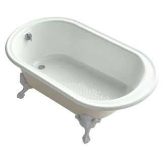 KOHLER Iron Works Historic 66 in L x 36 in W x 24.5 in H Sea Salt Cast Iron Oval Clawfoot Bathtub with Reversible Drain