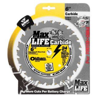 Oldham 600C424 Max Life 6 Inch 24 Tooth ATB General Purpose Cordless Saw Blade with 1/2 Inch Arbor   Circular Saw Blades  