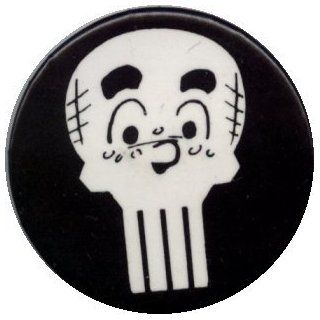 The Punisher With The Archies   Punisher Skull with Archie Face (White On Black)   1 1/2" Button / Pin Clothing