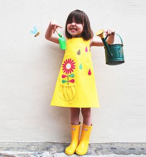 girl's yellow summer flower dress by wild things funky little dresses