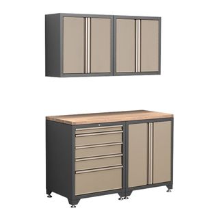 NewAge Products Pro Series 5 Piece Taupe Cabinetry Set Newage Products Work Cabinets & Benches