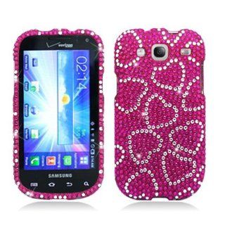 Aimo SAMI425PCDI069 Dazzling Diamond Bling Case for Samsung I425   Retail Packaging   Hearts Hot Pink Cell Phones & Accessories