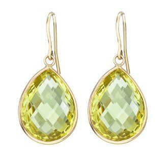 14k Yellow gold dangling drop earrings with Lemon Topaz Jewelry