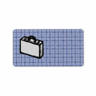 Office Briefcase or Travel Suitcase Sketch. Blue. Address Label