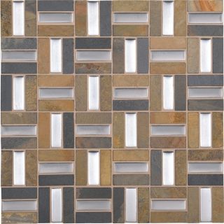 American Olean Park Trail Silver Moon Mixed Material Mosaic Basketweave Indoor/Outdoor Wall Tile (Common 12 in x 12 in; Actual 11.62 in x 11.75 in)