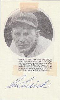 Signed 3X5 Custom Card George Selkirk Ny Yankees Sports Collectibles