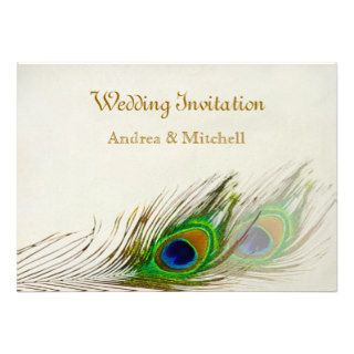 Peacock feathers Wedding Announcement