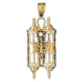 14K Gold Charm Pendant 6 Grams Religious Jewish Star David Shield9096 Pendant Necklaces Jewelry