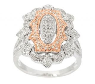 AffinityDiamond 1/3 ct tw Art Deco Style Ring Sterling & 14K Rose Gold Clad —