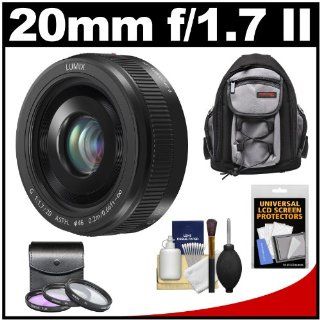 Panasonic Lumix G Vario 20mm f/1.7 II ASPH Lens (Black) with 3 UV/ND8/CPL Filters + Backpack Case + Accessory Kit for DMC G3, G5, G6, GF5, GF6, GH3 & GX7 Digital Cameras  Compact System Camera Lenses  Camera & Photo