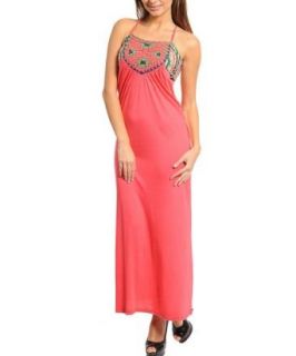 Elegant Coral Long Maxi Dress, Sleeveless Maxi Dress (medium)