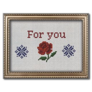 cross stitch "for you" postcards