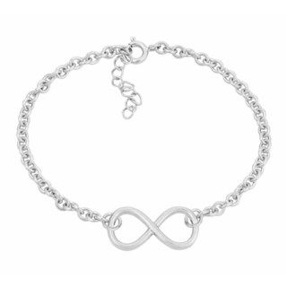 .925 Sterling Silver Infinity Rolo Chain Bracelet Sterling Silver Bracelets