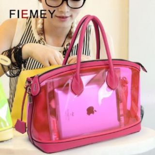 Female Color Block Sugar Jelly Transparent Bag Neon Women's Cross body Handbag 160 [small neon yellow] Shoulder Handbags Clothing