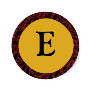 Monogram E Fall Wedding Custom Invite Seals Sticke Round Stickers