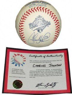 Charles Johnson Autographed Baseball  Details 1997 World Series Baseball  Sports Related Collectibles  Sports & Outdoors