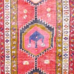 1960s Antique Persian Hand knotted Tribal Hamadan Red/ Ivory Wool Runner (3'5 x 8'11) Runner Rugs