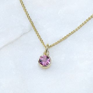 pink tourmaline pendant in ethical 18ct gold by lilia nash jewellery
