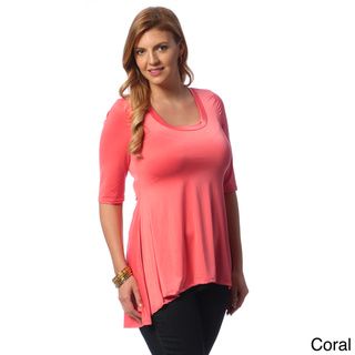 24/7 Comfort Apparel Women's Plus Size Solid High low Tunic 24/7 Comfort Apparel Tops