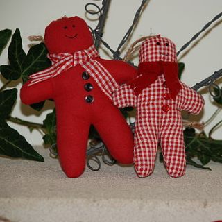 pair of gingerbread men decorations by cambric and cream ltd