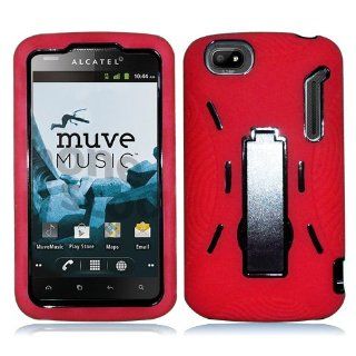 Red Alcatel One Touch 960c Rugged Impact Case with Kick Stand   Otterbox Style 
