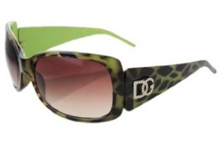 Womens Ladies Sunglasses DG Eyewear 36335 Green Animal Print with Microfiber Bag Clothing